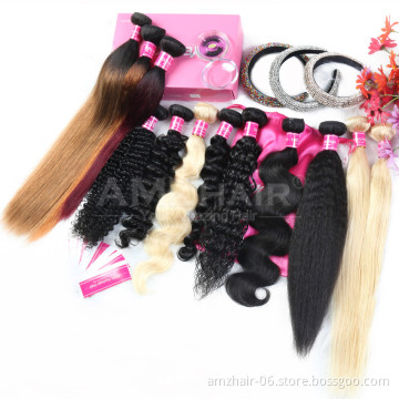 China Human Hair Supplier AMZhair 10A Peruvian Virgin Cuticle Aligned Bundle Extension Hair Double Weaving Cheap Wholesale Price